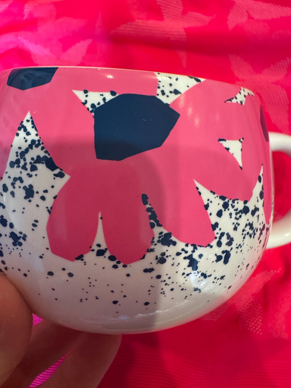 Starbucks 2023 Pink Blue Flower Floral Speckled Ceramic Mug 14 oz Coffee Tea Cup - Picture 9 of 9